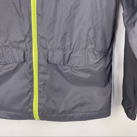 Columbia Junior Boys Gray with Neon Yellow fleece lining windbreaker jacket L - Picture 3 of 13